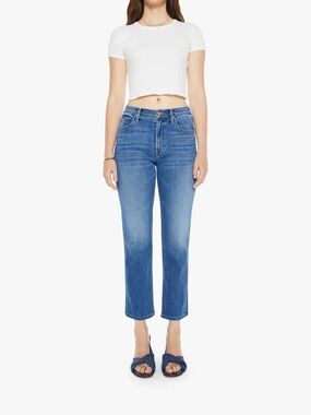 Mother Smarty Pants Flood Jeans Connect the dots Blue denim Mid rise relaxed 27